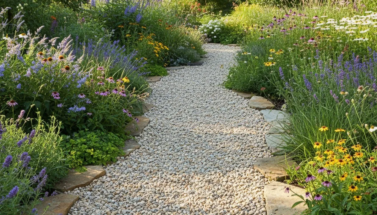 Pea gravel garden pathway installation by Chop Chop Landscaping in Richmond, VA